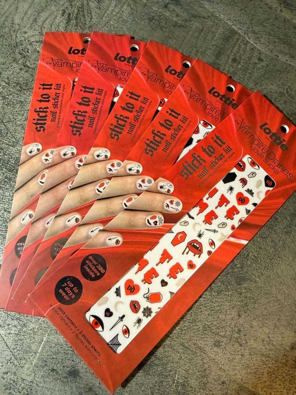 Lottie Vampire Diaries Stick To It Nail Sticker Kits 5 packages with 10 sheets